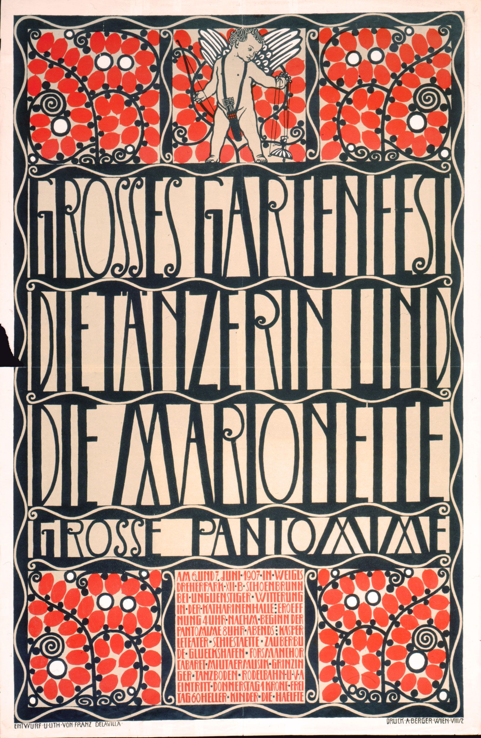 Franz Karl Delavilla (1884-1967) Poster for the Great Garden Festival: The Dancer and the Marionette, 1907 Printer: Albert Berger, Vienna Colored lithograph Private Collection