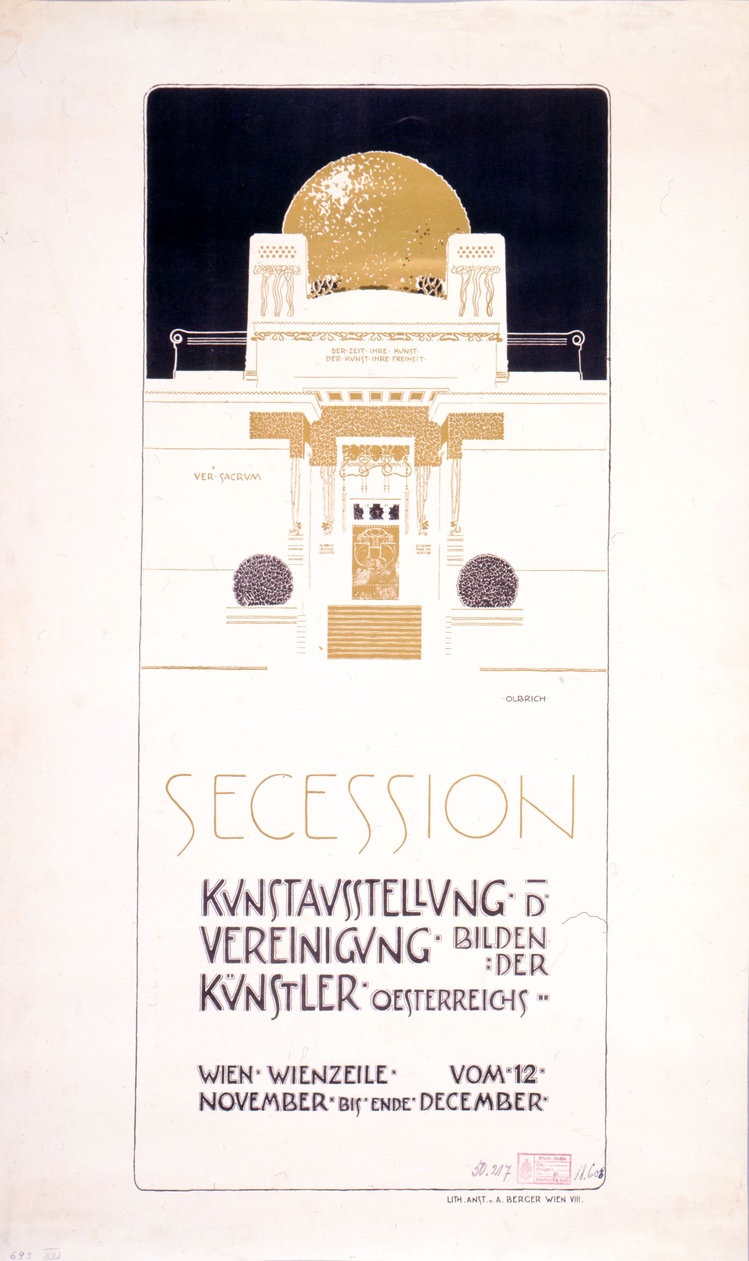 Joseph Maria Olbrich (1867-1908) Poster for the Second Vienna Secession exhibition, 1898 Printer: Albert Berger, Vienna Colored lithograph Private Collection