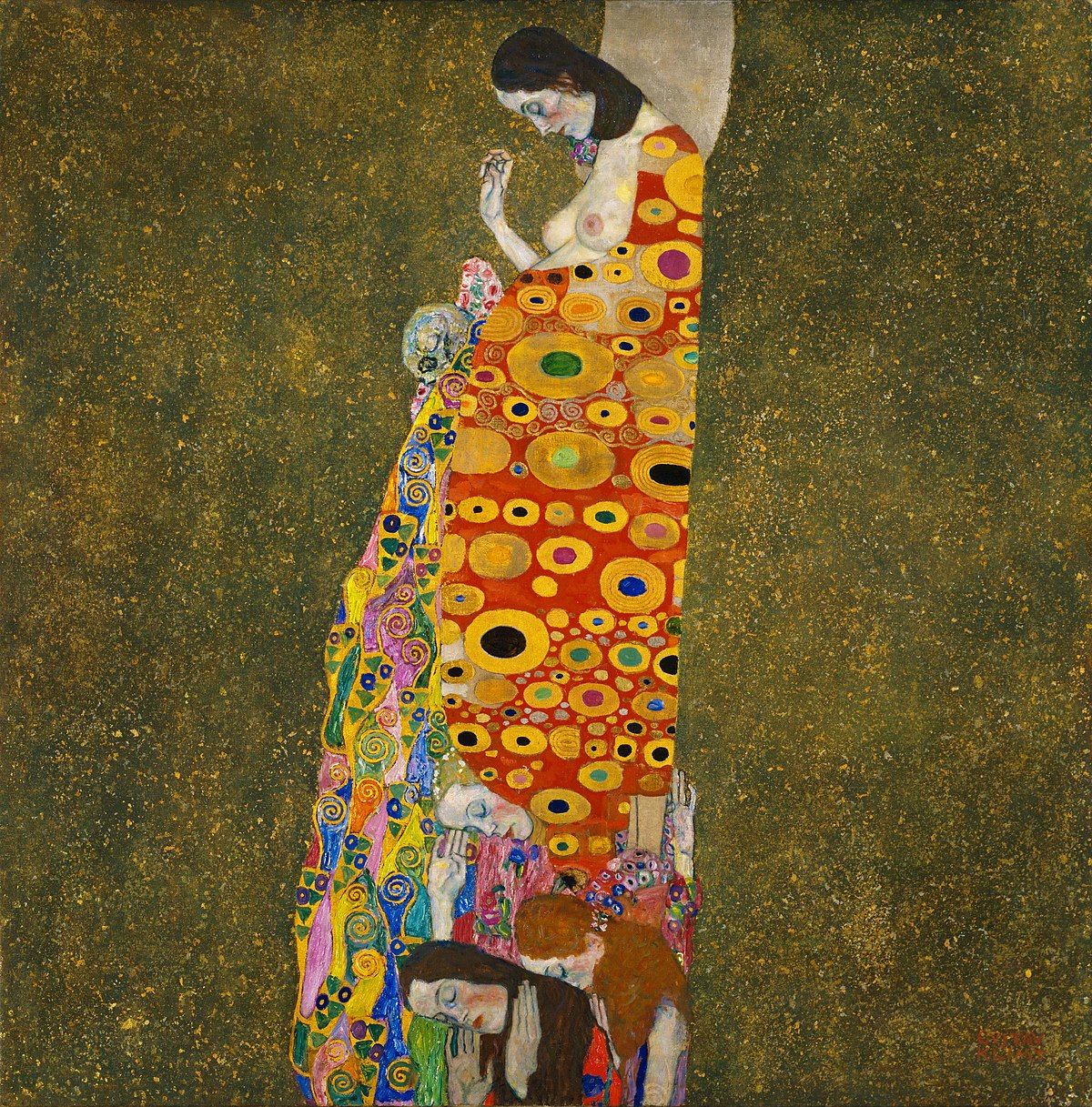 Gustav Klimt, Hope, II (1907-08), Oil, gold, and platinum on canvas
